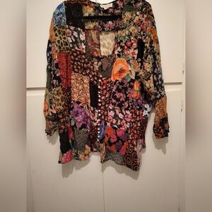 Vintage Colorful Floral True Patchwork  Oversized Tunic One Size Fits Most